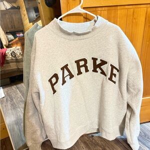 grey with brown PARKE mock neck